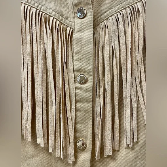 ✨ NWT Tramontana Beige Fringe Cotton Jacket – EU 38 (S/M) - Picture 4 of 6